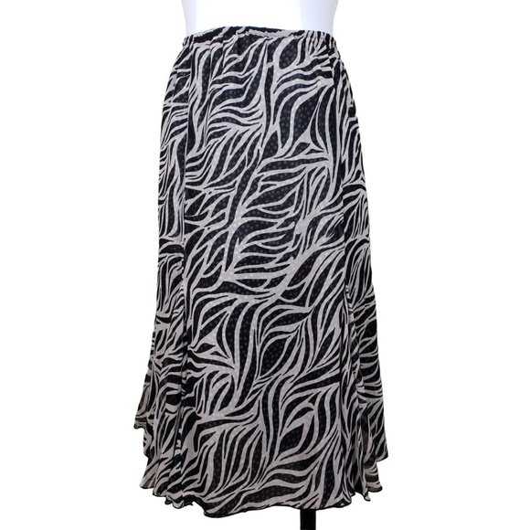 Peter Nygard Dresses & Skirts - Nygard 2-Layer Semi Sheer Black White Reversible Silk Skirt, Medium